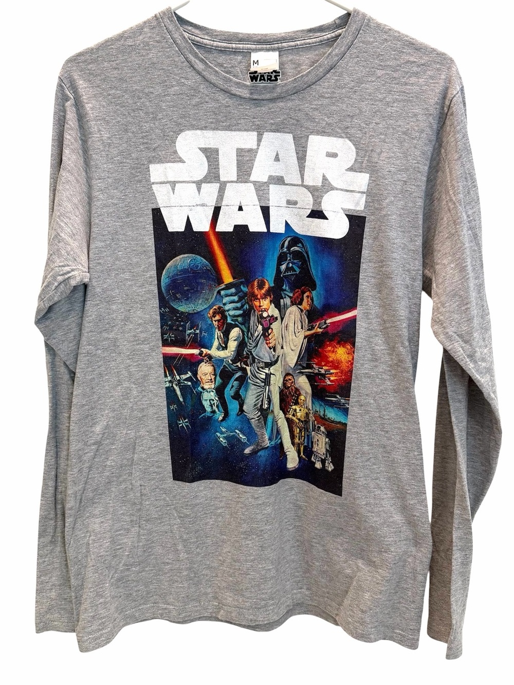 Star Wars Mens M T-Shirt Gray Long Sleeve Crew Neck Graphic Print